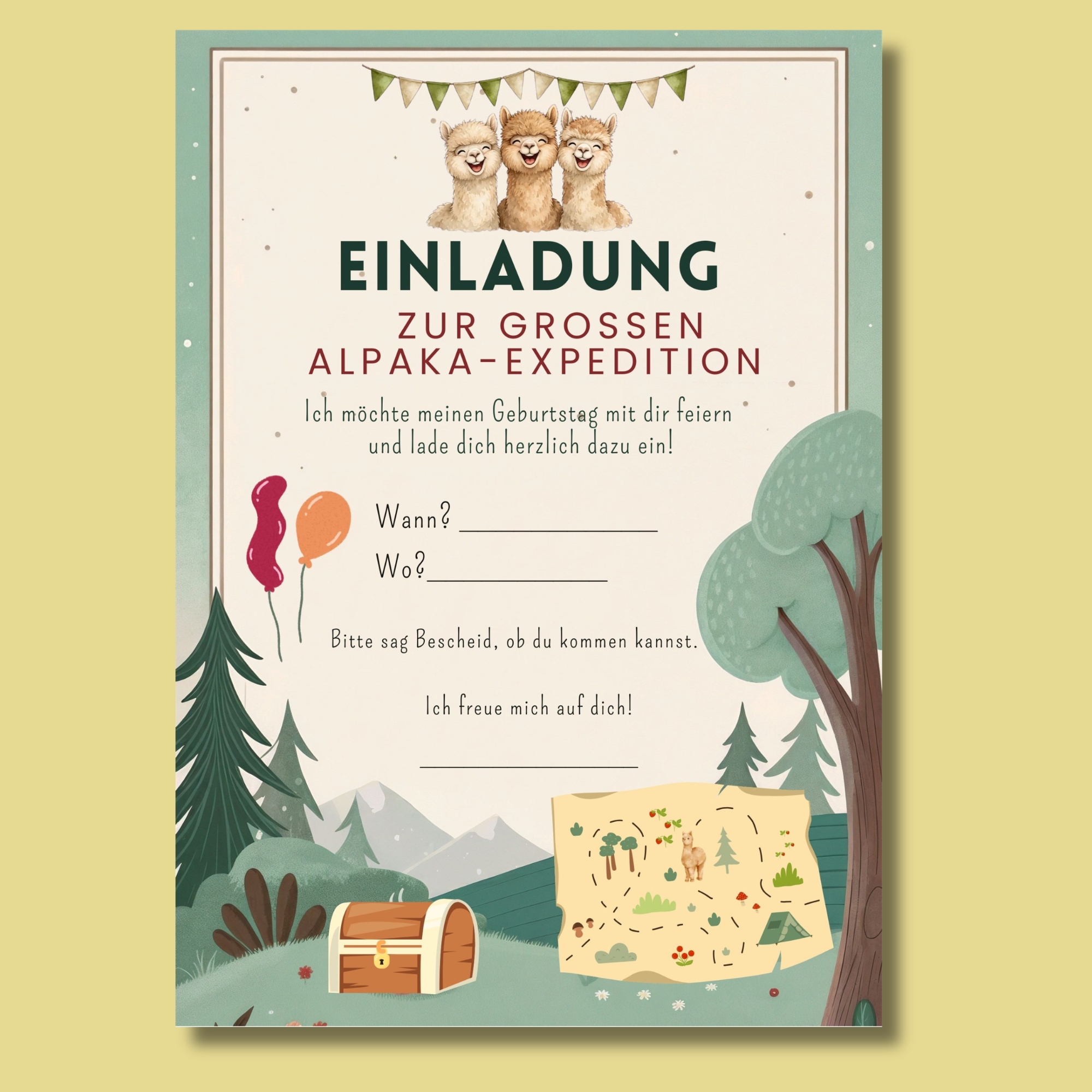Die große Alpaka-Expedition – Kindergeburtstags-Komplettpaket zum Ausdrucken – Bild 2